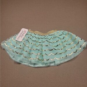 Baby Starters Mint Green Tulle Skirt with Gold Scallop Detail